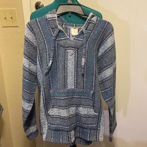 Mexican Baja Jacket hoodie w/kangaroo pouch size small-medium